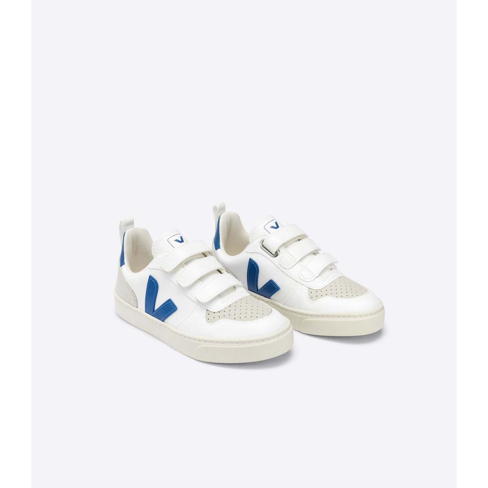 Kids' Veja V-10 CWL Shoes White Indigo | ZA 776JPQ